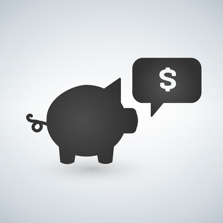 Piggy bank icon, investment concept with money chat bubble. Vector illustrationのイラスト素材