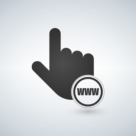 Www with hand cursor in flat style, vector illustrationのイラスト素材