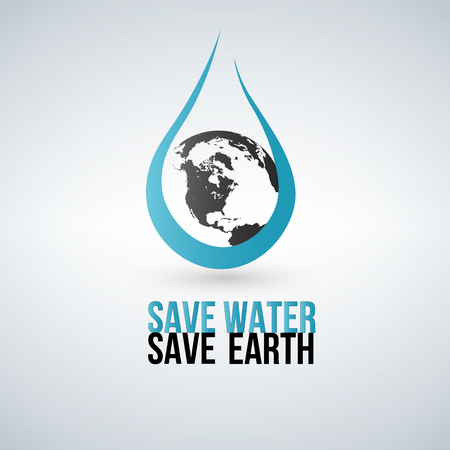 Save water concept with illustration of water drop and earth.のイラスト素材