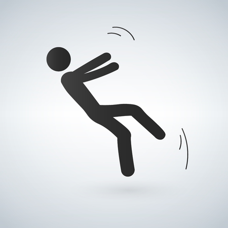 Falling person silhouette pictogram. Vector illustration on white background.のイラスト素材