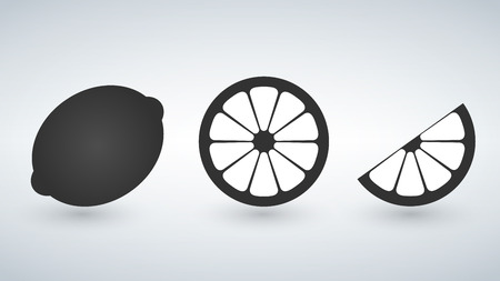 Black Lemon, lime icons set. Vector illustration isolated on white background.のイラスト素材