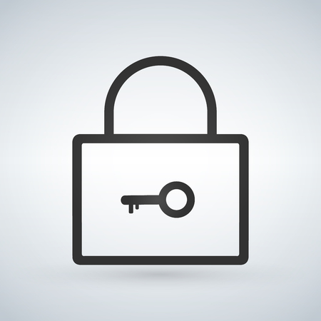 Linear lock with key flat vector icon isolated on modern backgroundのイラスト素材