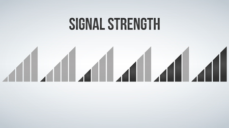 mobile phone Signal strength indicator template. Wi-fi, wireless connection, antenna signal strength, vector illustration isolated on modern backgroundのイラスト素材
