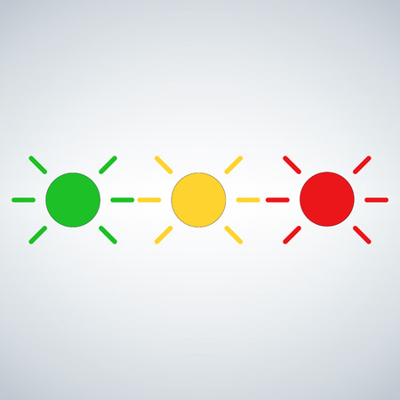 Led flashing status light green,yellow,red. Vector illustration isolated on modern backgroundのイラスト素材