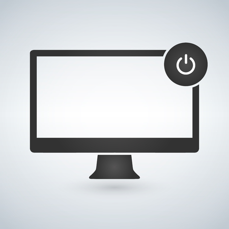 Illustration of a personal computer with power on off button. Isolated vector on modern backgroundのイラスト素材