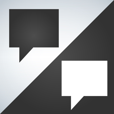Isolated dark gray and white icon for rectangular speech bubble talk, dialog, chat, opinion, contact, conversation, forum, messageのイラスト素材