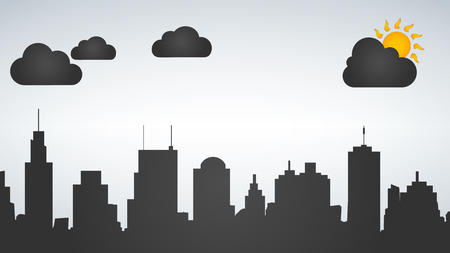 Silhouette of the city day time. Vector illustration isolated on white backgroundのイラスト素材