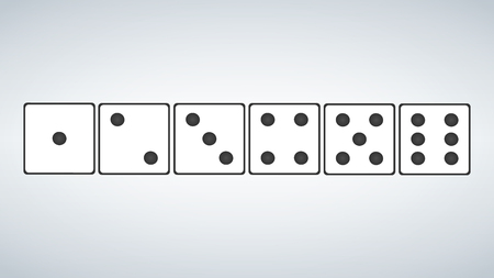 set of white dices isolated on grey background. vector illustrationのイラスト素材