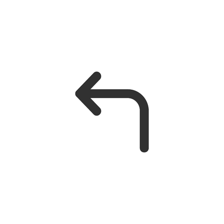 turn left arrow icon, black vector illustration isolated on white backgroundのイラスト素材