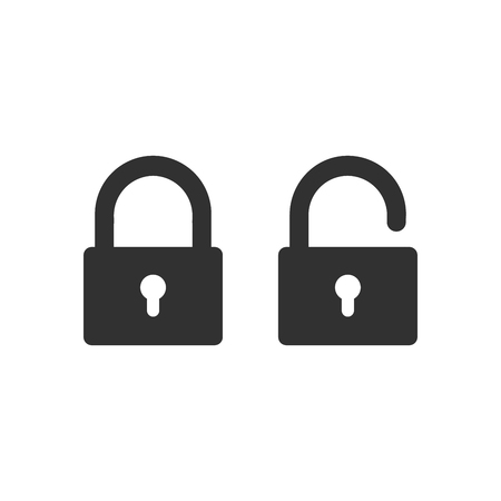 Lock Icon in trendy flat style isolated on black background. Security symbol for your web site design, logo, app, UI, presentations. Vector illustrationのイラスト素材