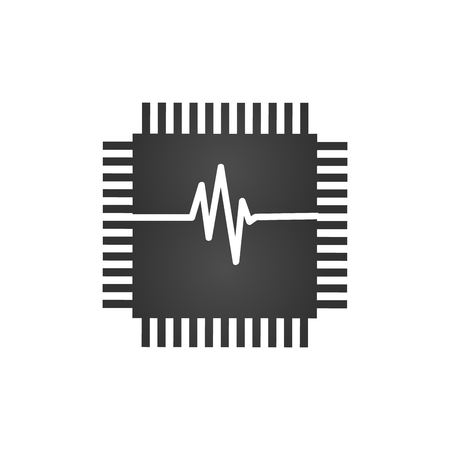 CPU central processing unit, Computer chip or microchip icon. vector illustration isolated on white backgroundのイラスト素材