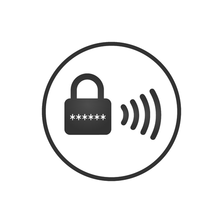 Wireless lock icon, smart lock security system. Vector illustration isolated on white backgroundのイラスト素材