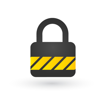 Lock With Yellow Striped Line Vector Illustration in Flat Style Designのイラスト素材