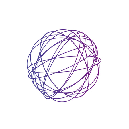 Tangled circle clew, Colored intricate texture. Chaotic colorful tangled circles. Chaos stripes. Vector Illustration isolated on white backgroundのイラスト素材