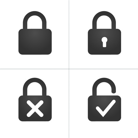 Lock Icons with keyhole cross and checkmark, Vector illustration isolated on whiteのイラスト素材