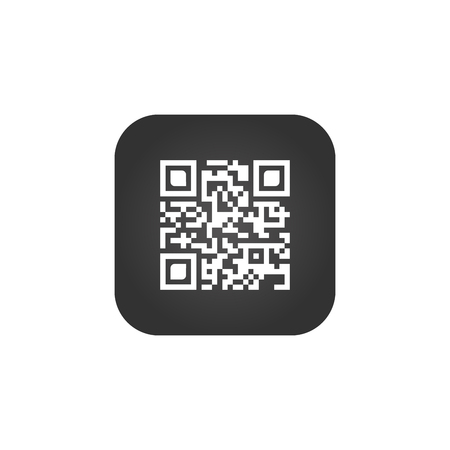 Qr code sign creative app. Scan code symbol. Round square button. Vector illustration isolated on whiteのイラスト素材