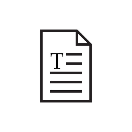 page with letter T. text document icon, web page symbol, office file format. Vector illustration isolated on whiteのイラスト素材