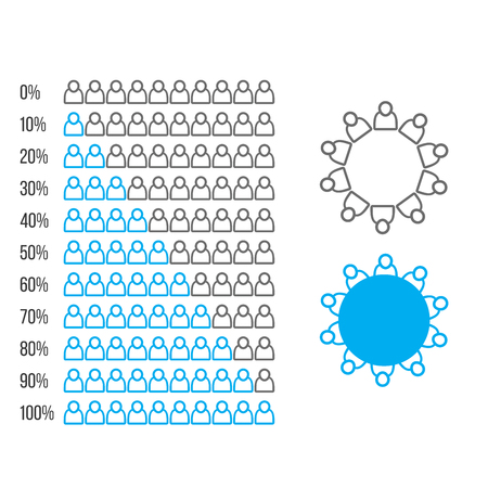 illustration of infographic user icon element, percent statistic and hierarchy.のイラスト素材