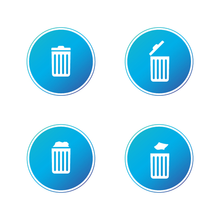 Delete icon collection , Trash can, Recycle bin set, Garbage sign isolated on white background. Can be used for Web site, UI, apps.のイラスト素材