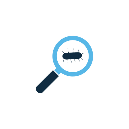 germ virus infection,micro bacteria under a magnifying glass. vector illustration isolated on whiteのイラスト素材