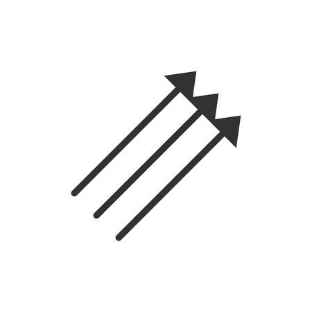 Three Parallel Vertical Arrows in black color Pointing up 45 degrees. vector illustration isolated on whiteのイラスト素材