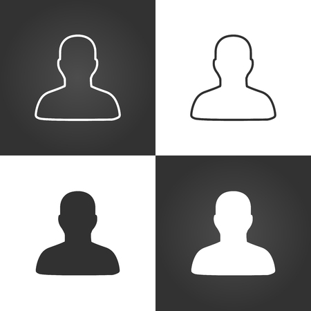 User, linear icon set. Vector Illustration isolated on white and blackのイラスト素材