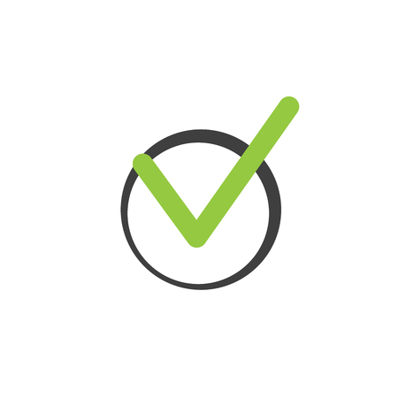 Check list button icon. Check mark in round sign. vector illustration isolated on whiteのイラスト素材