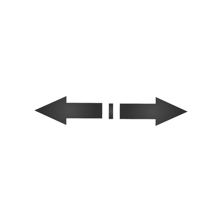 Directional 3d dashed two opposite directions stretch Arrows icon with shadow. Shows shift or direction of movable object. Can be used for manuals. presentations, apps, ui. Vector illustration isolated on whiteのイラスト素材