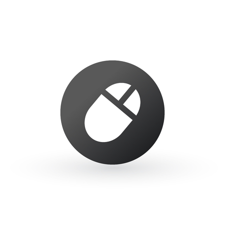computer mouse icon on round internet button. Vector illustration isolated on whiteのイラスト素材