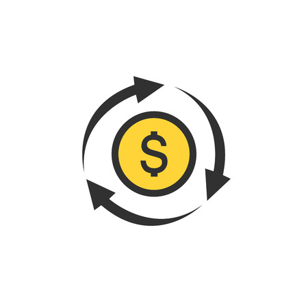 Dollar icon in circle arrow icon. bank, currency, cash, charge, exchange, finance, credit, payment symbol vector illustrationのイラスト素材