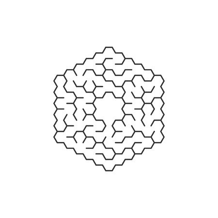 circular labyrinth in the shape of a hexagon. Vector illustration isolatedのイラスト素材