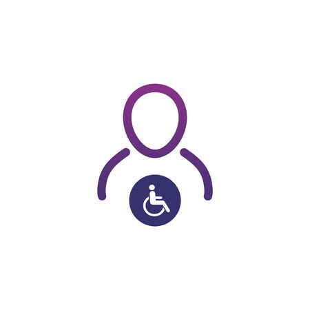 User icon with wheel chair. Stock vector illustration isolatedのイラスト素材