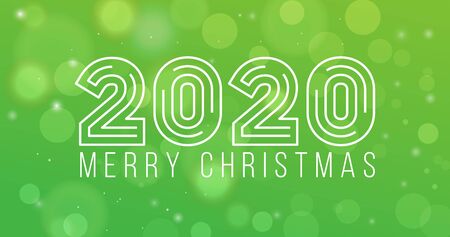 Year 2020 Christmas green background, shiny banner, card or wallpaper in lens flare pattern. Xmas celebration. Vectorのイラスト素材