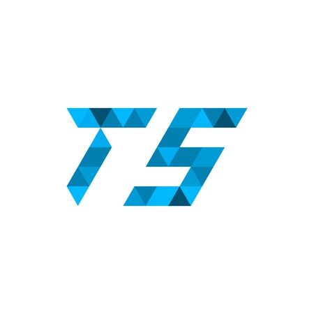 TS triangle geometric pixel letters design. corporate identity.