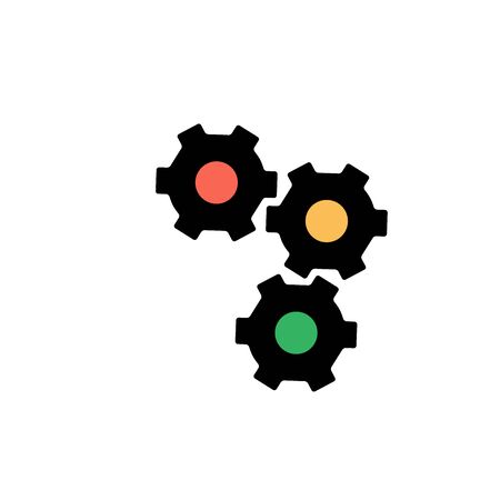 Three black gear wheels on white background. Settings icon. Stock Vector illustration isolatedのイラスト素材