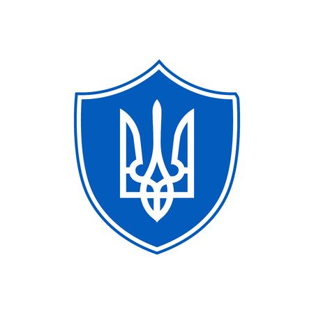 Coat of arms of Ukraine in the shield, trident national ukrainian emblem, Stock Vector illustration isolatedのイラスト素材