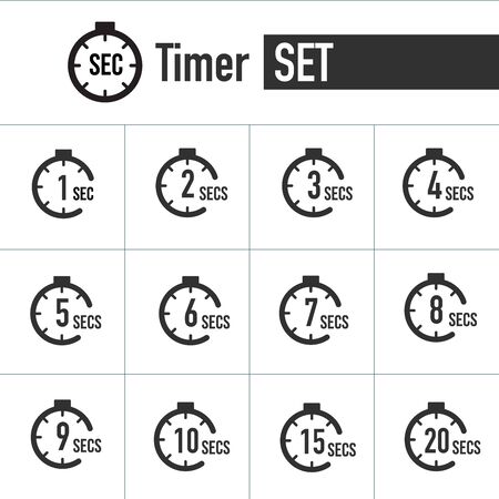 Timer and seconds Countdown Timer icon set. time interval icons. Stopwatch and time measurement. Stock Vector illustration isolatedのイラスト素材