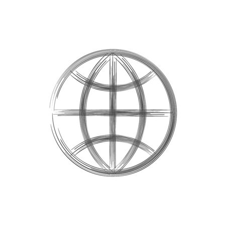 Globe hand drawn earth on white background. World in doodles style. Environment doodle design for earth day. Stock vector illustration isolated on white background.のイラスト素材