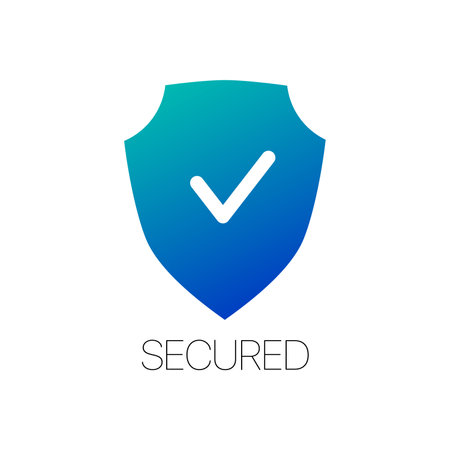 Shield check mark logo icon design template, Stock vector illustration isolated on white background.のイラスト素材