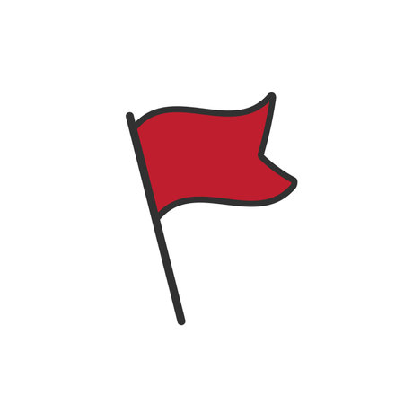 Red Flag Waving Vector Icon. Stock Vector illustration isolated on white background.のイラスト素材