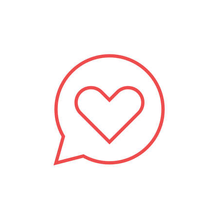 Linear Love heart chat bubble icon. Love messsage, love conversation. Stock Vector illustration isolated on white background.のイラスト素材