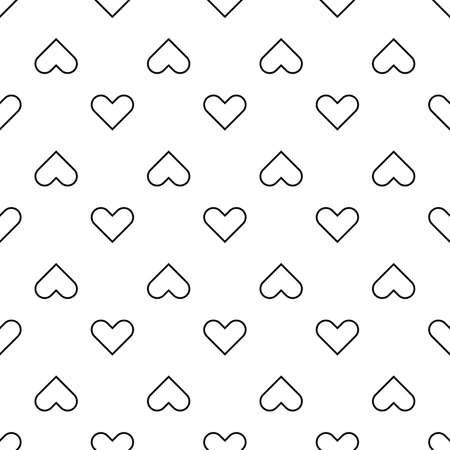 Black and white lonear minimalist heart seamless pattern. Stock Vector illustrationのイラスト素材