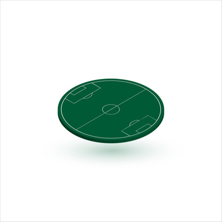 Round perspective view of 3d soccer football, isometric soccer field. Stock Vector illustration isolated on white background.のイラスト素材