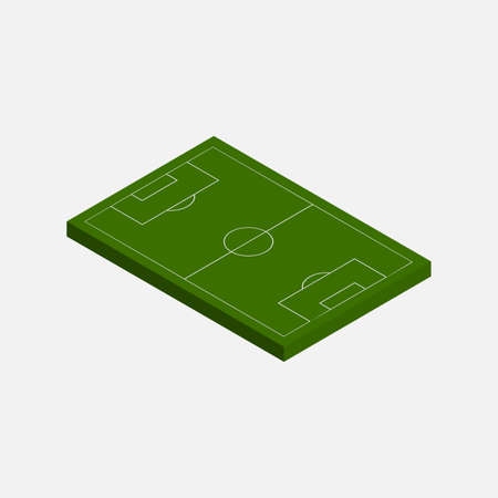 perspective view of 3d soccer football, isometric soccer field. Stock Vector illustration isolated on white background.のイラスト素材