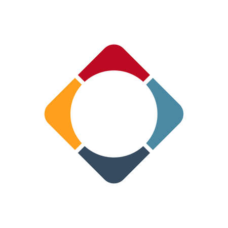 multicolored frame   template. Rhombus with four arrows in different directions. Stock Vector illustration isolated on white background.のイラスト素材