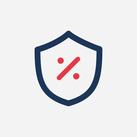 shield, percent sign icon. Stock Vector illustration isolated on white background.のイラスト素材
