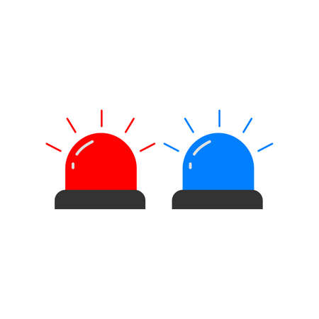Siren Red Blue Flashing Emergency Light, police single light. Stock vector illustration isolatedのイラスト素材