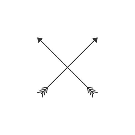 Two crossed bow arrows. Stock vector illustration isolated on white backgroundのイラスト素材