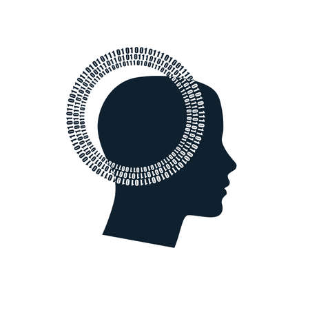 Wifi Signal Symbol Inside of human head. wireless human network. Stock vector illustration isolatedのイラスト素材