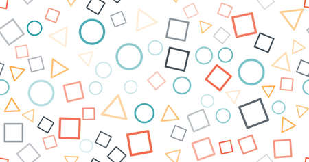 Abstract geometric background with different geometric shapes - triangles, circles, squares. Stock vector illustration.のイラスト素材